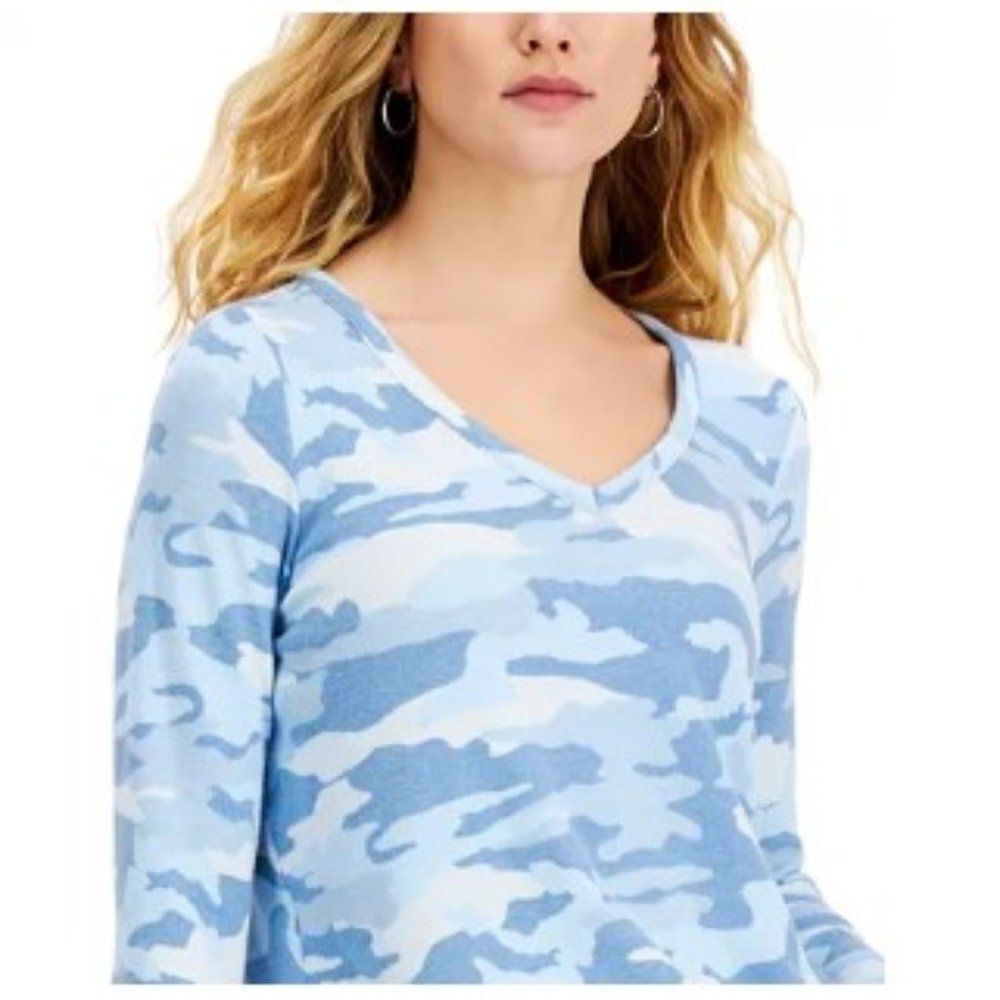 Style & Co Camo-Print Long-Sleeve T-Shirt, SZ XL & XXL, NWT